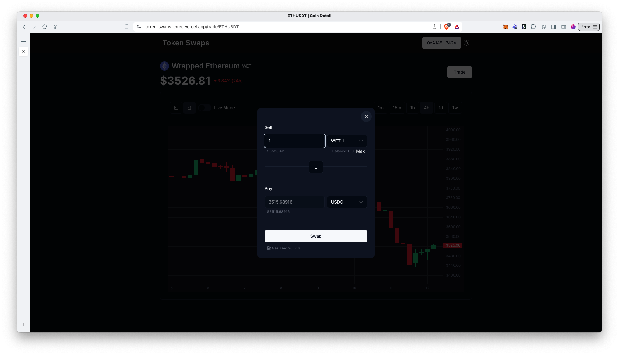 Trade Modal Filled Coin Page Dark