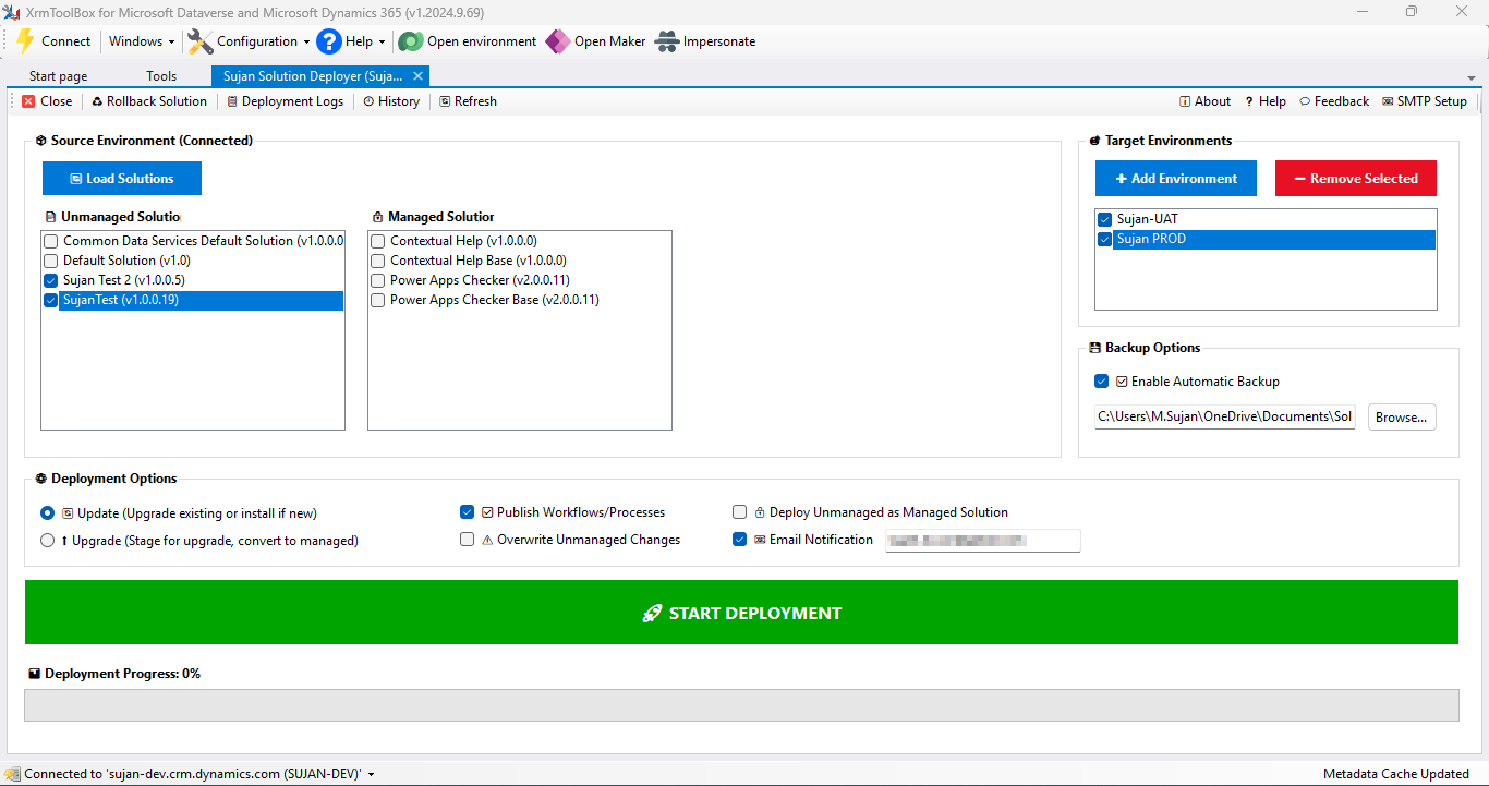 Solution Deployer Screenshot