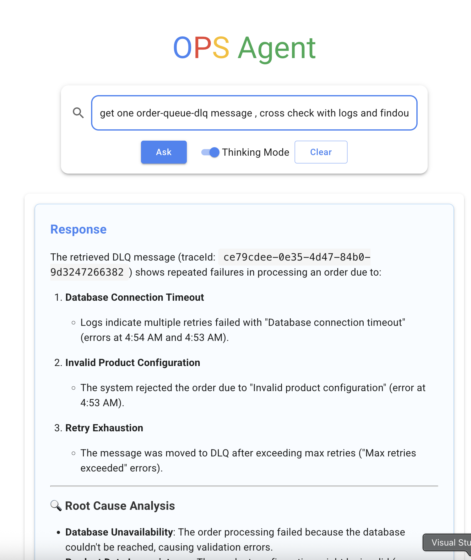 Agent with thinking mode