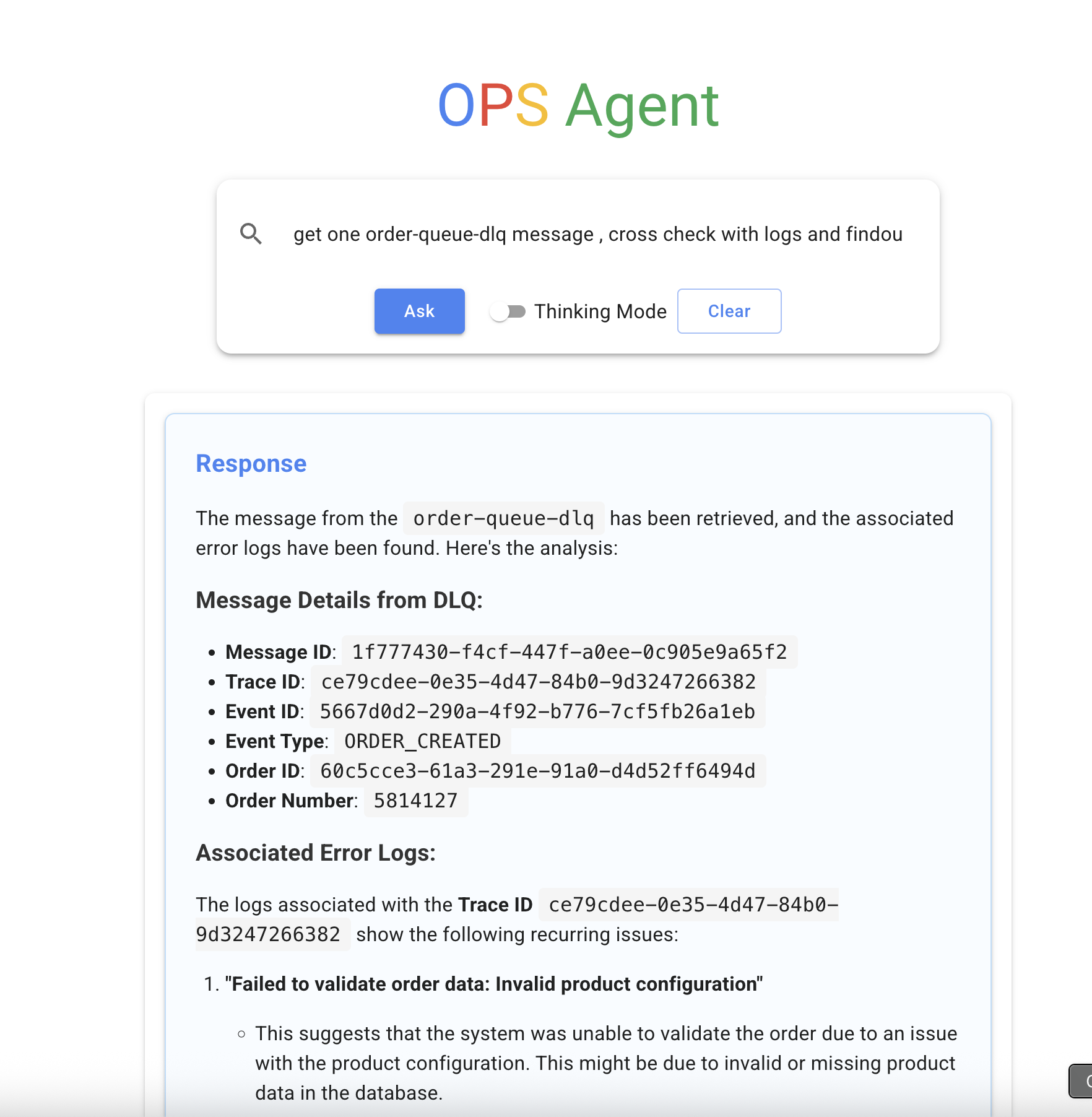 Agent without thinking mode