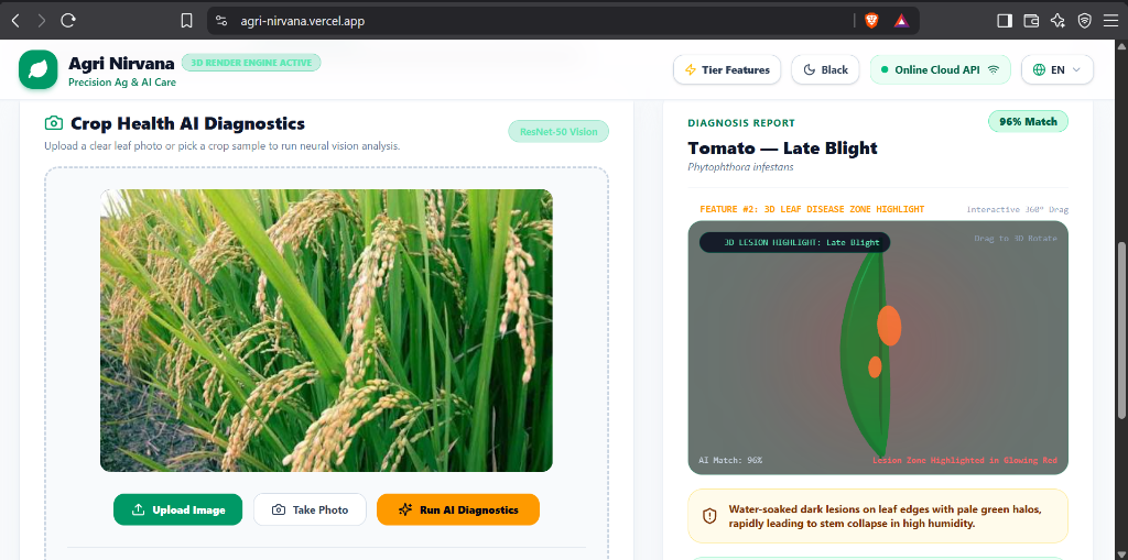 AI Leaf Diagnostics & 3D Infection Zone Highlight