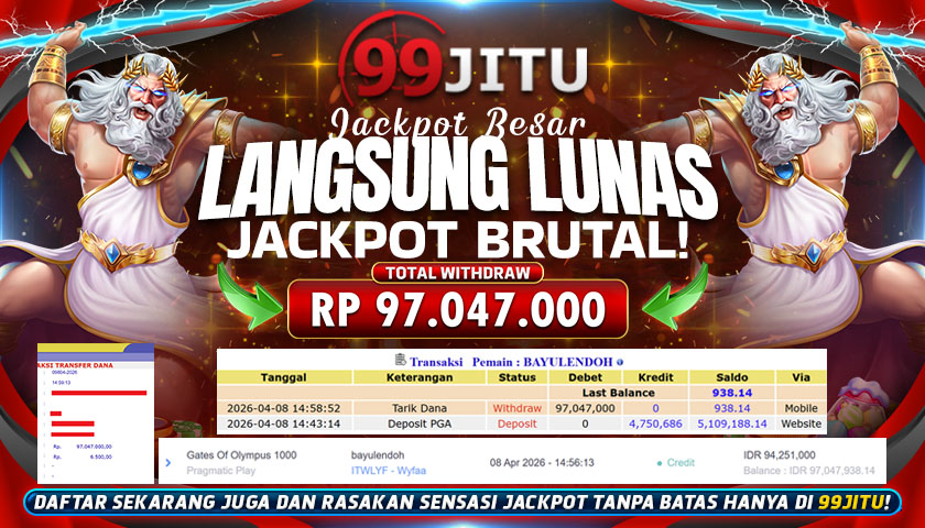 JACKPOT SLOT DI GATES OF OLYMPUS 1000 RP 97.047.000,- DI 99JITU