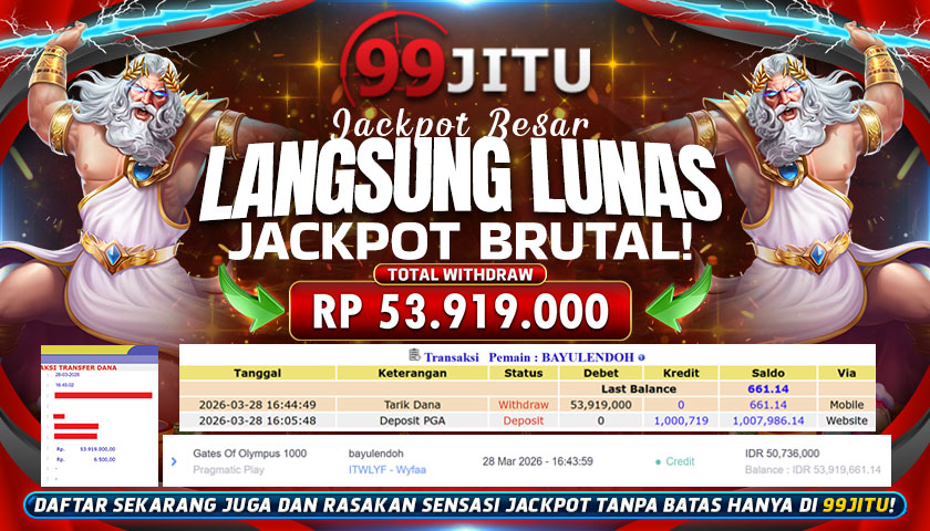 JACKPOT SLOT DI GATES OF OLYMPUS 1000 RP 53.919.000,- DI 99JITU