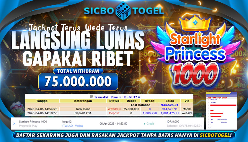 JACKPOT SLOT DI STARLIGHT PRINCESS 1000 CAIR RP 75.000.000,-