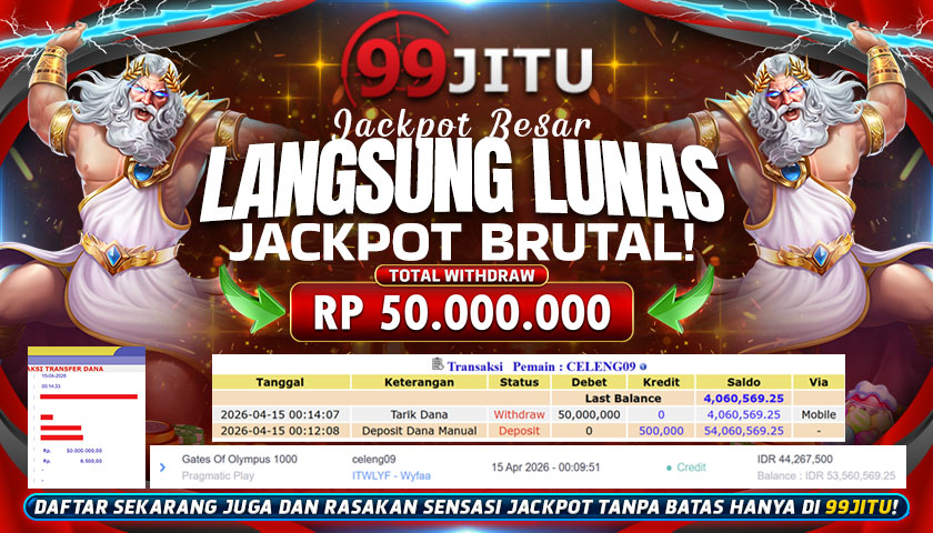JACKPOT SLOT DI GATES OF OLYMPUS 1000 RP 50.000.000,- DI 99JITU