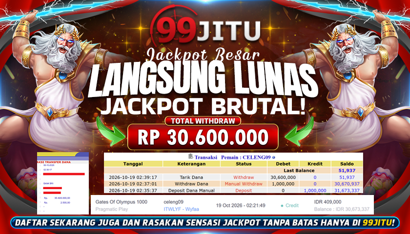 JACKPOT SLOT DI GATES OF OLYMPUS 1000 RP 30.600.000,- DI 99JITU