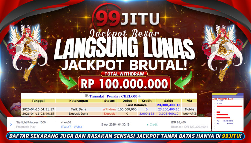 JACKPOT SLOT DI STARLIGHT PRINCESS 1000 RP 100.000.000,- DI 99JITU