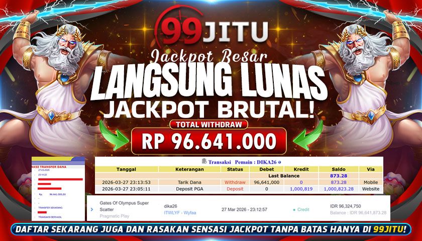 JACKPOT SLOT DI GATES OF OLYMPUS SUPER SCATTER RP 96.641.000,- DI 99JITU
