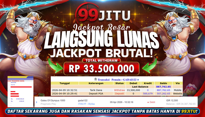 JACKPOT SLOT DI GATES OF OLYMPUS 1000 RP 33.500.000,- DI 99JITU