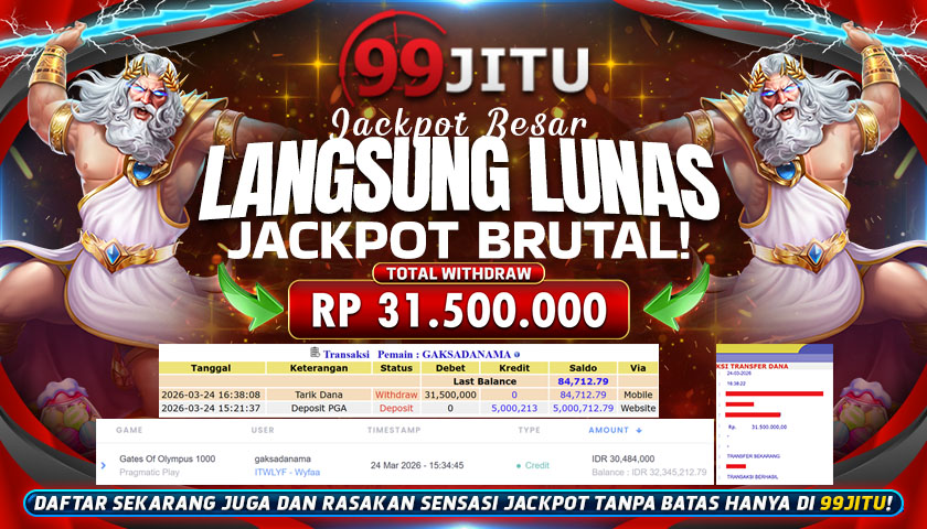 JACKPOT SLOT DI GATES OF OLYMPUS 1000 RP 31.500.000,- DI 99JITU