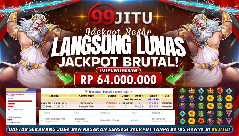 JACKPOT SLOT DI GATES OF OLYMPUS 1000 RP 64.000.000,- DI 99JITU