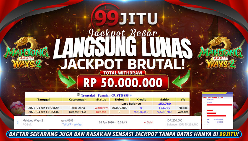 JACKPOT SLOT DI MAHJONG WAYS 2 RP 50.000.000,- DI 99JITU