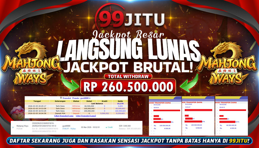 JACKPOT MAHJONG WAYS  RP 260.500.000,- DI 99JITU