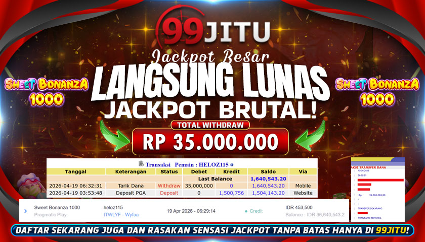 JACKPOT SLOT DI SWEET BONANZA 1000 RP 35.000.000,- DI 99JITU