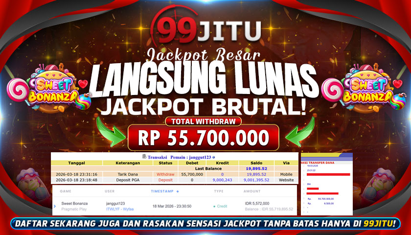 JACKPOT SLOT DI SWEET BONANZA RP 55.700.000,- DI 99JITU