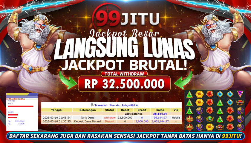 JACKPOT SLOT DI 5000X MANIA PRAGMATIC PLAY CAIR RP 32.500.000,- DI 99JITU