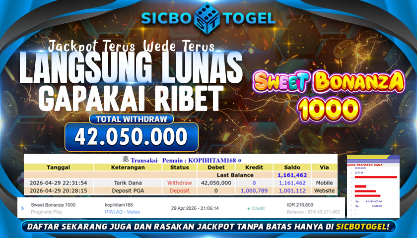 JACKPOT SLOT DI SWEET BONANZA 1000 CAIR RP 42.050.000,-