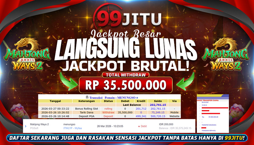 JACKPOT SLOT DI MAHJONG WAYS 2 RP 35.500.000,- DI 99JITU