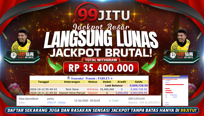 JACKPOT DI SABA SPORTSBOOK RP 35.400.000,- DI 99JITU