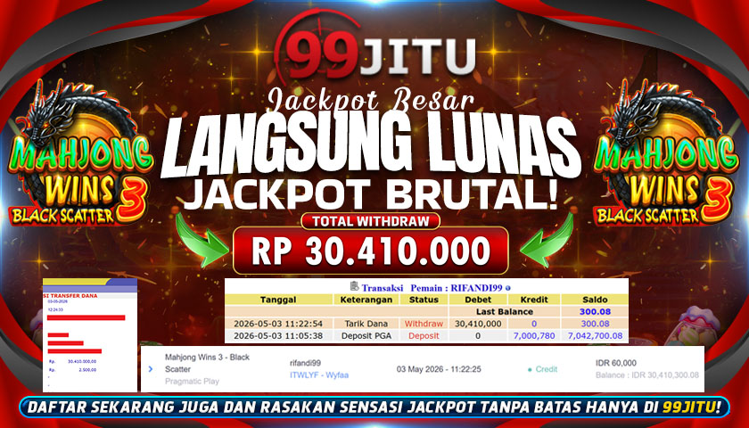 JACKPOT SLOT DI MAHJONG WINS 3 - BLACK SCATTER RP 30.410.000,- DI 99JITU