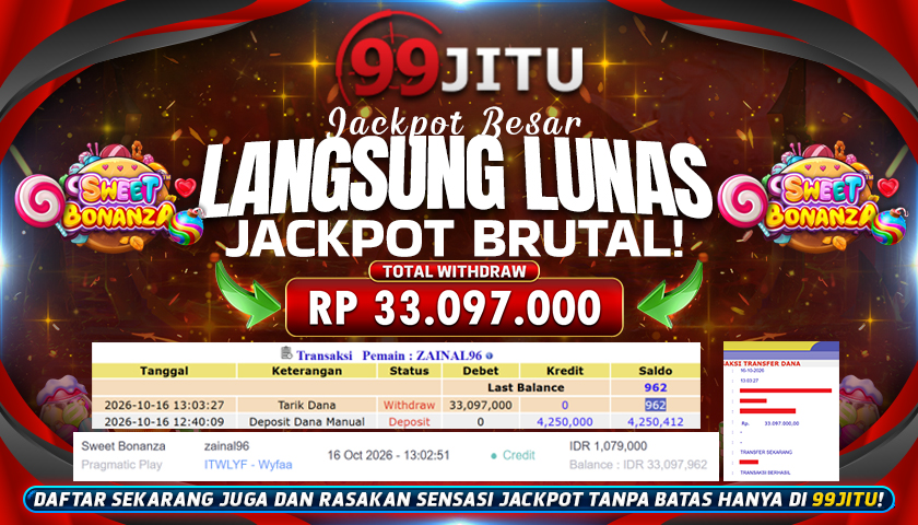 JACKPOT SLOT DI SWEET BONANZA RP 33.097.000,- DI 99JITU