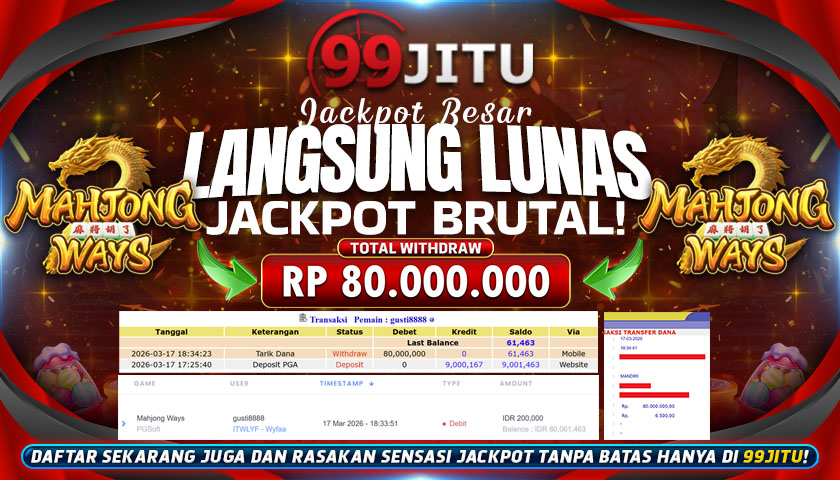 JACKPOT MAHJONG WAYS  RP 80.000.000,- DI 99JITU