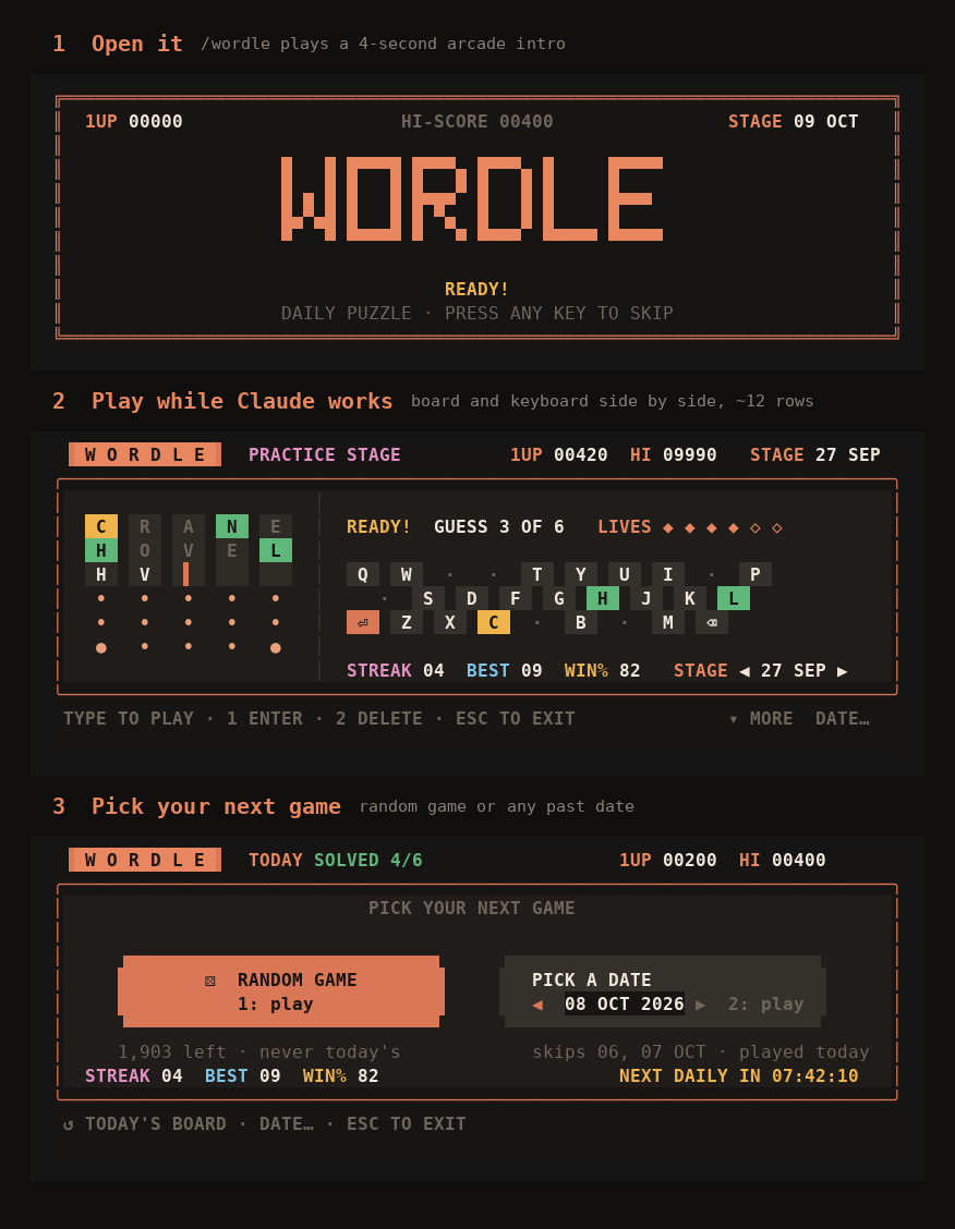 wordle-mod running in Claude Code