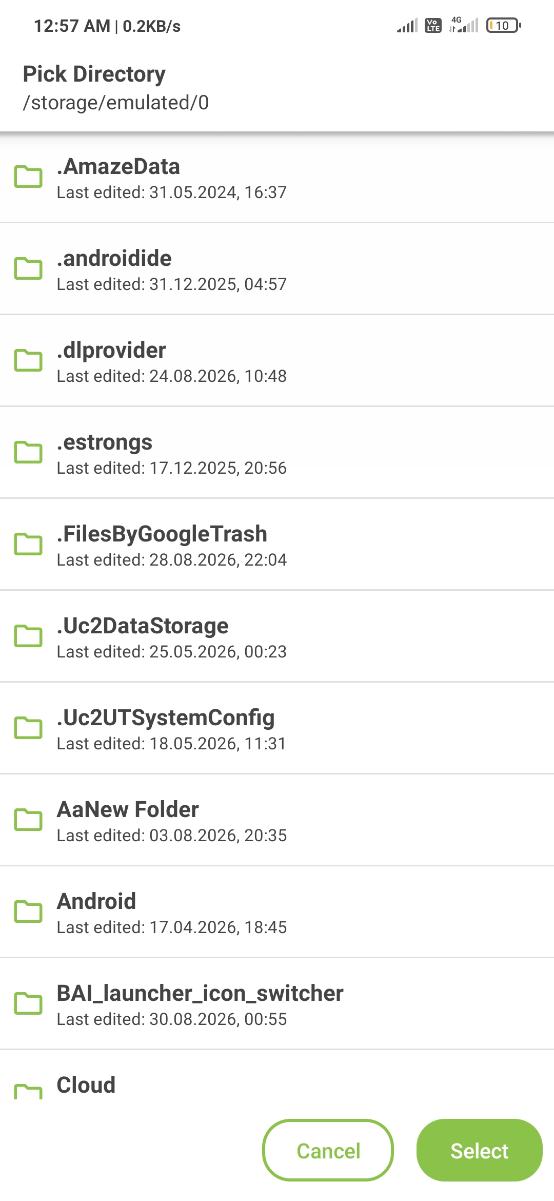System file picker for choosing the backup directory