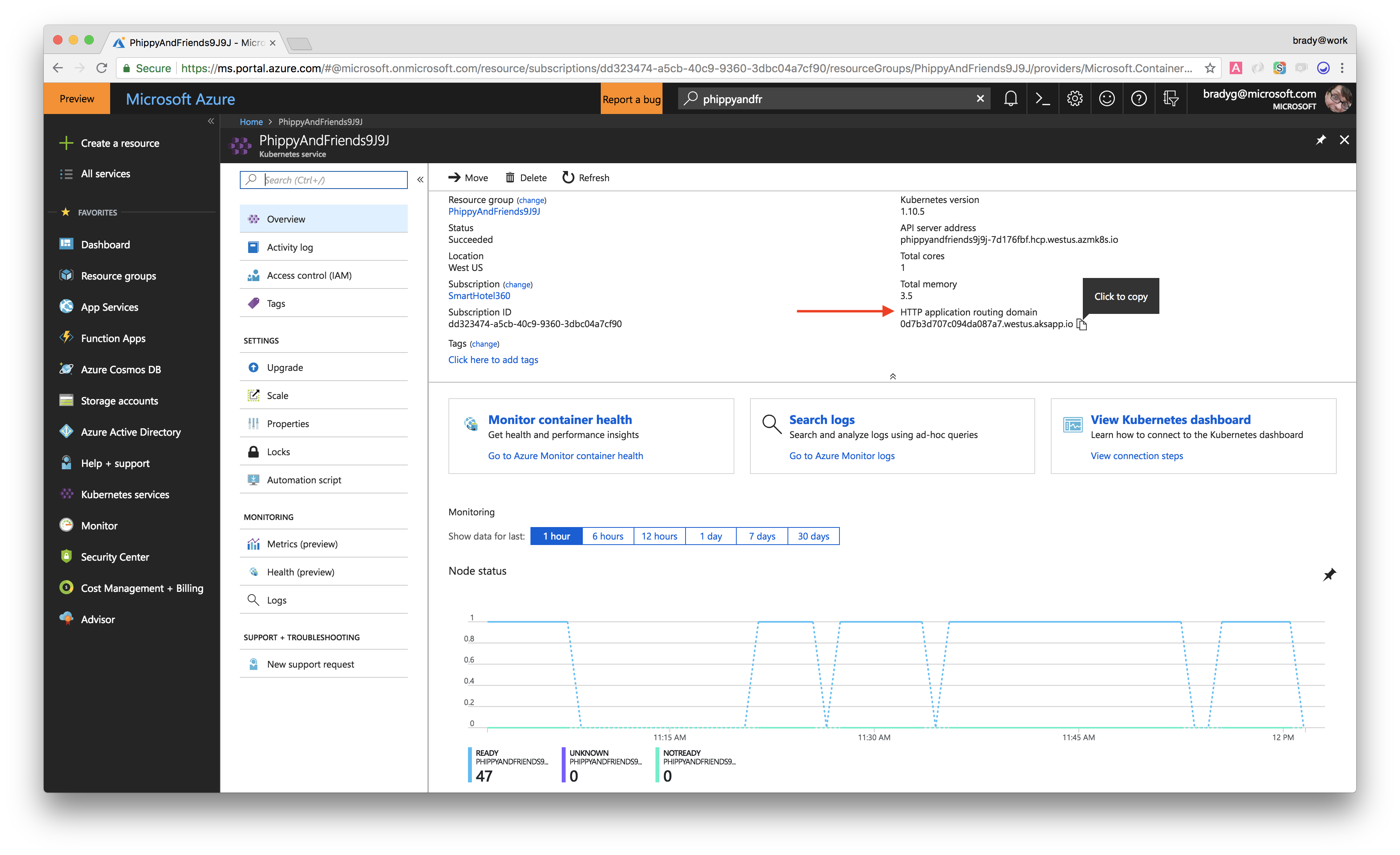 Get DNS via Portal