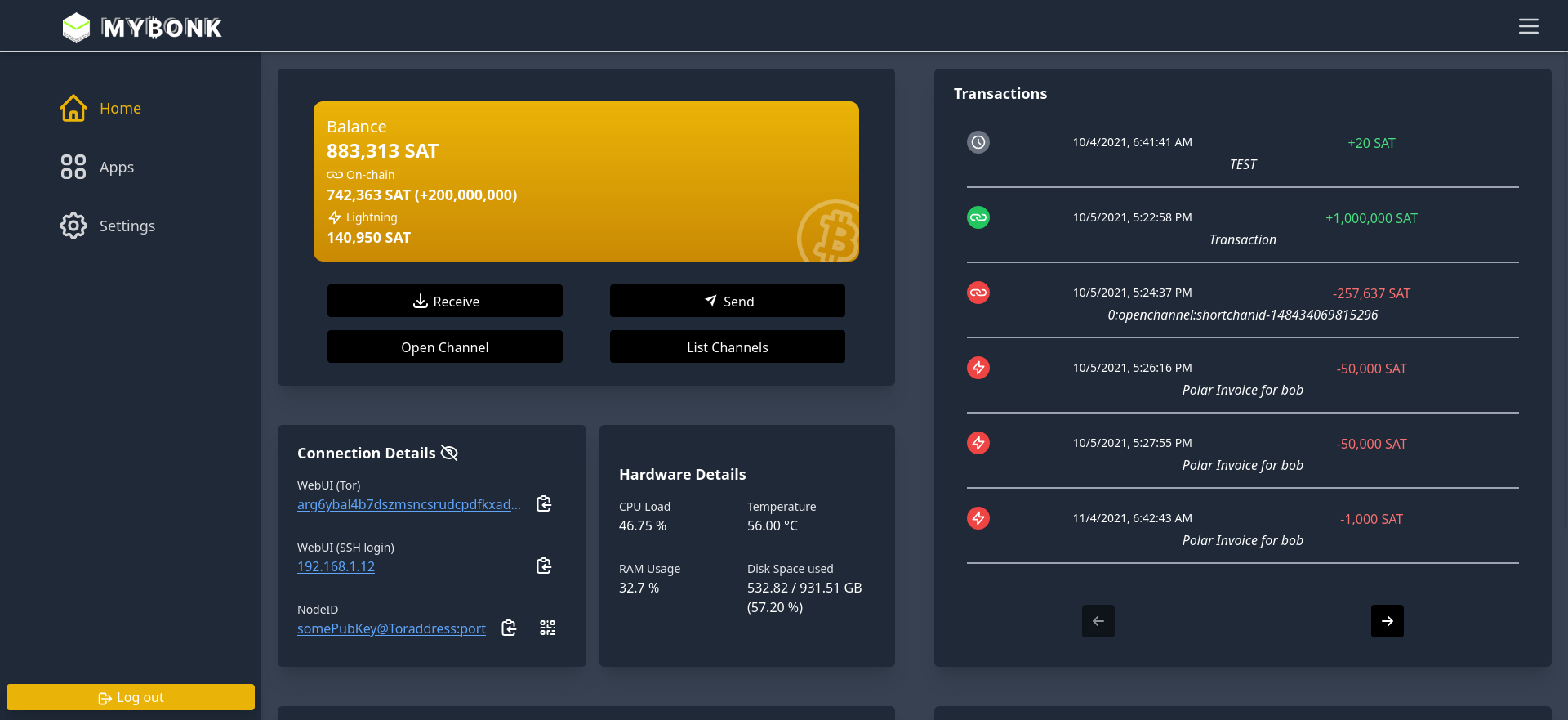 MY₿ONK Dashboard