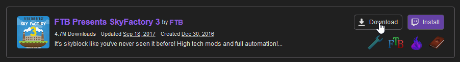 Modpack download button