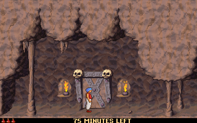 the caverns, with the time left shown
