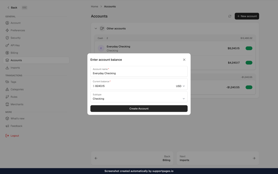 Maybe Enter account balance dialog, from How to add a new account