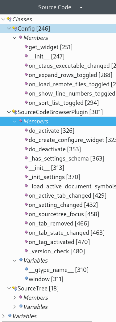 Python code in Source Code Browser