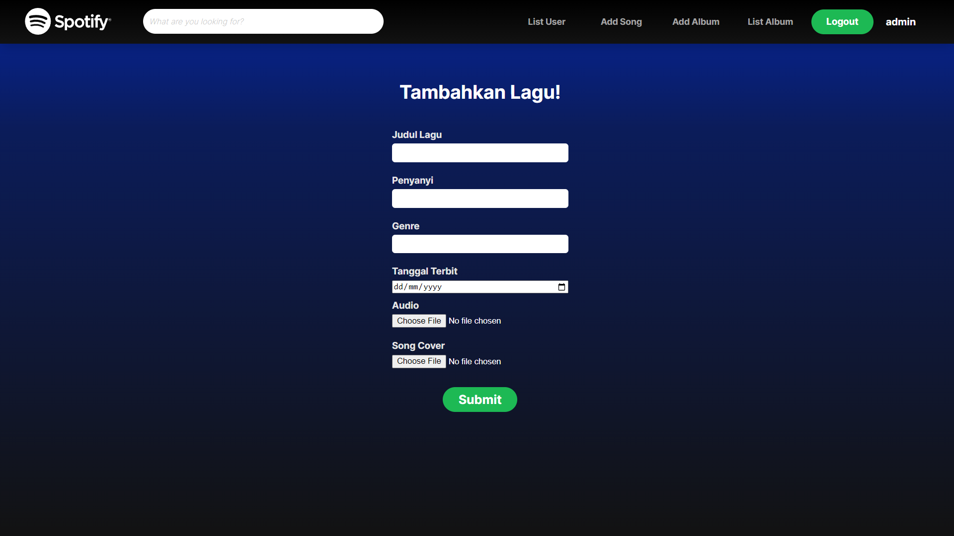 Tambah Lagu Page