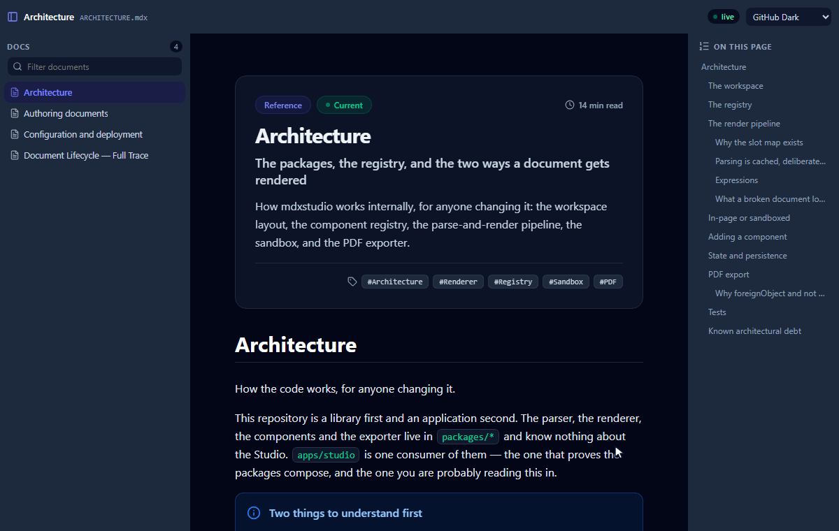 Navigating between documents in the sidebar