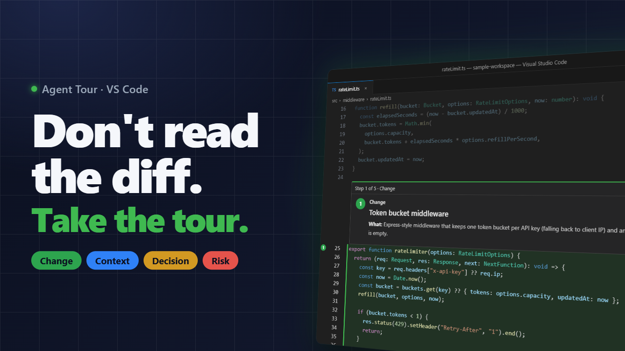 Agent Tour: a spotlighted step with its explanation card