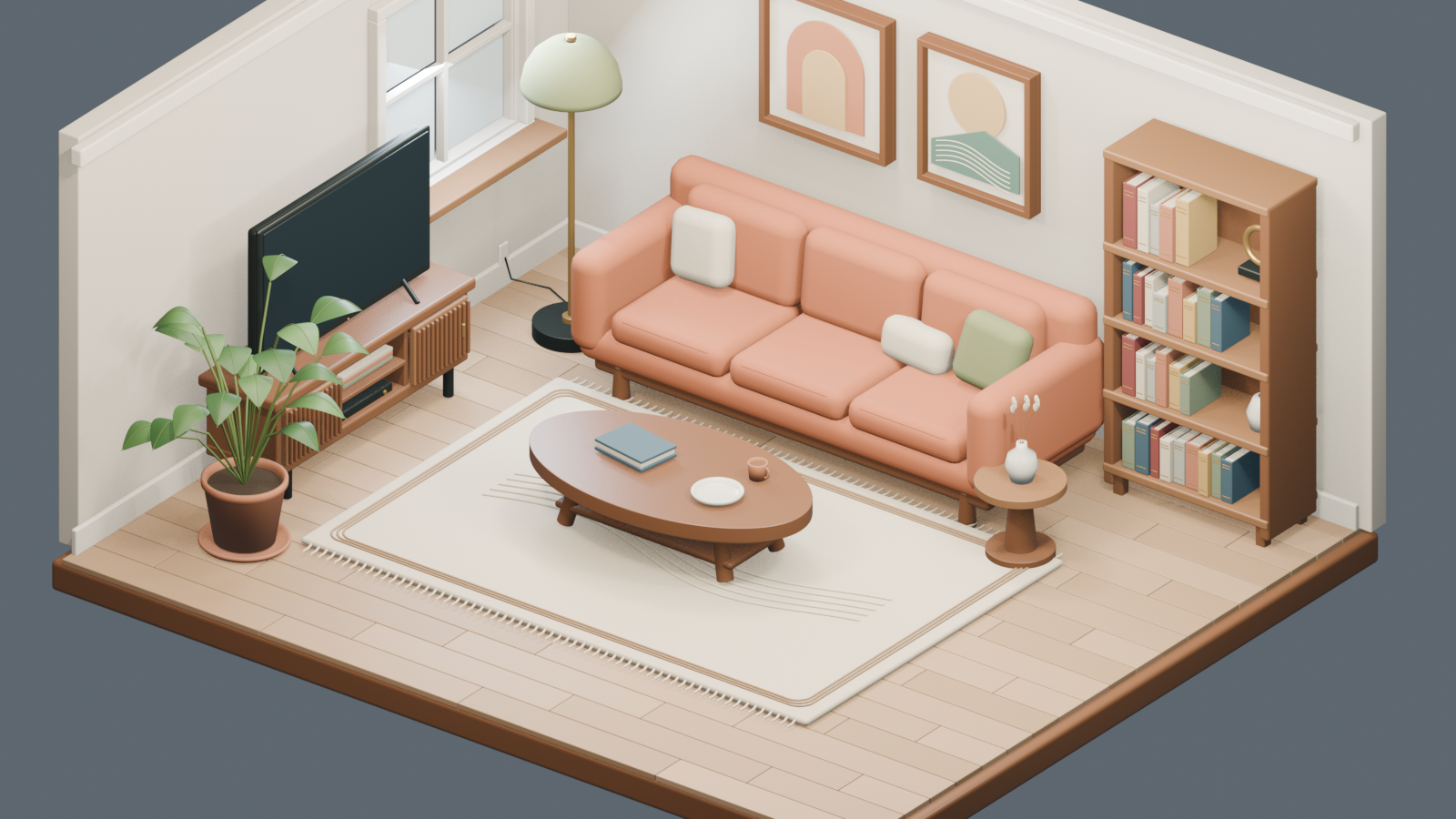 同一客厅提示词:Blender 三档推理强度对照