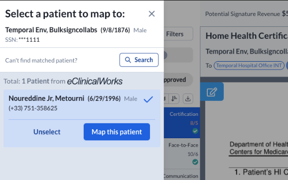 Search results with Map this patient