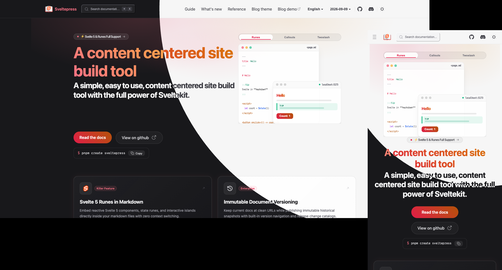 Sveltepress screenshots