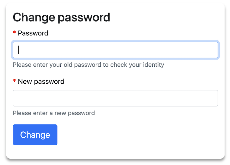 Change password form