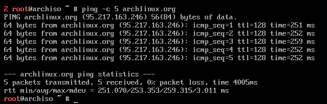 ping archlinux.org