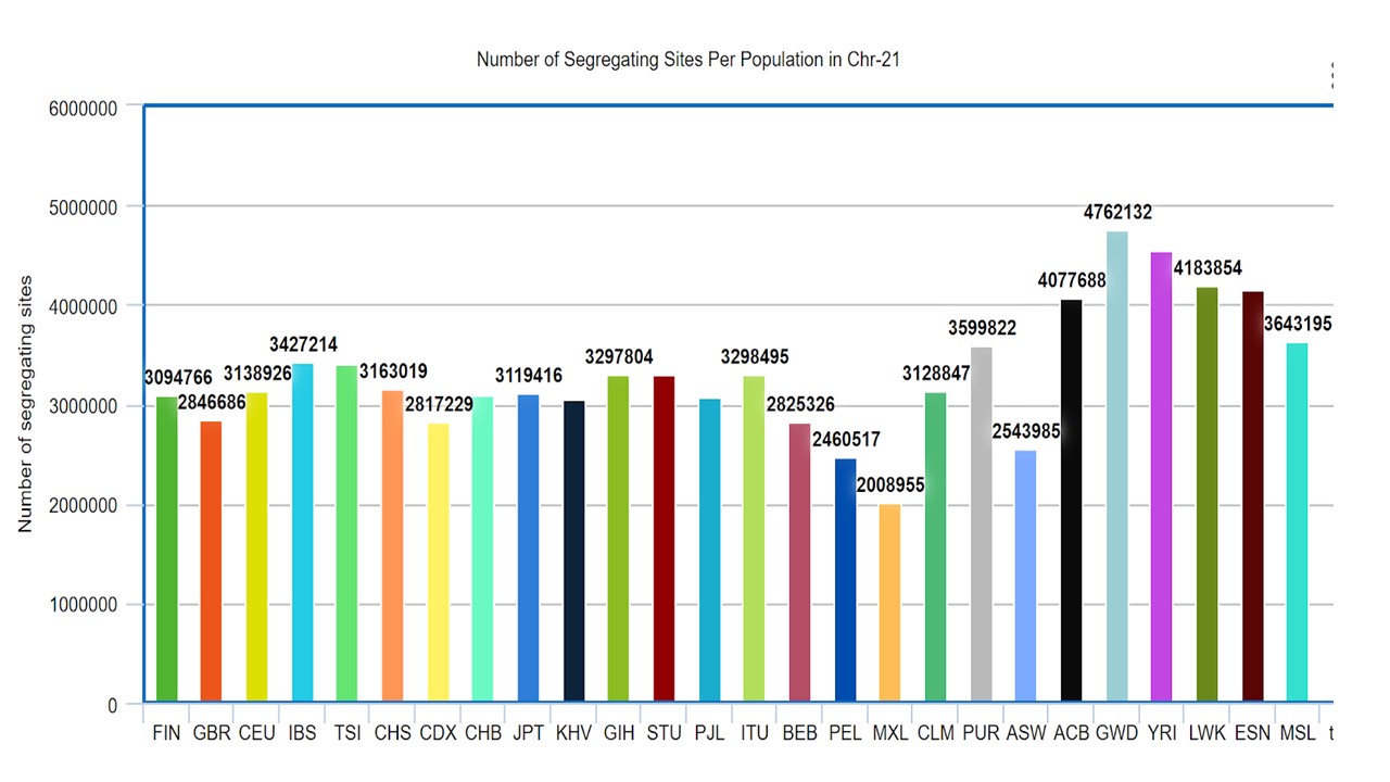 Number of segrigating sites per population in Chr-2