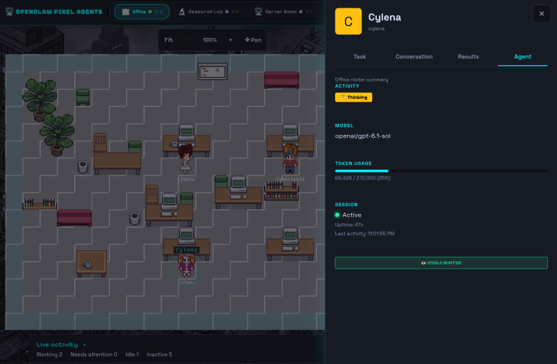 Pixel office with agents - Tasks