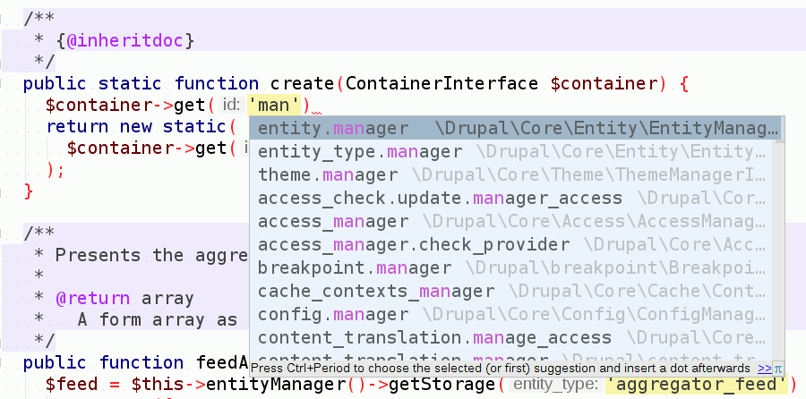 Service name autocompletion