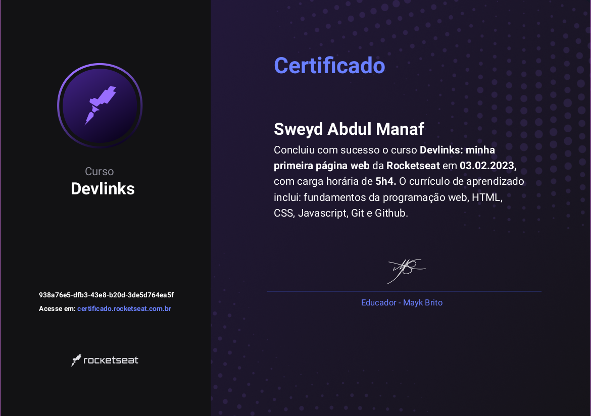 certificado da rocketseat