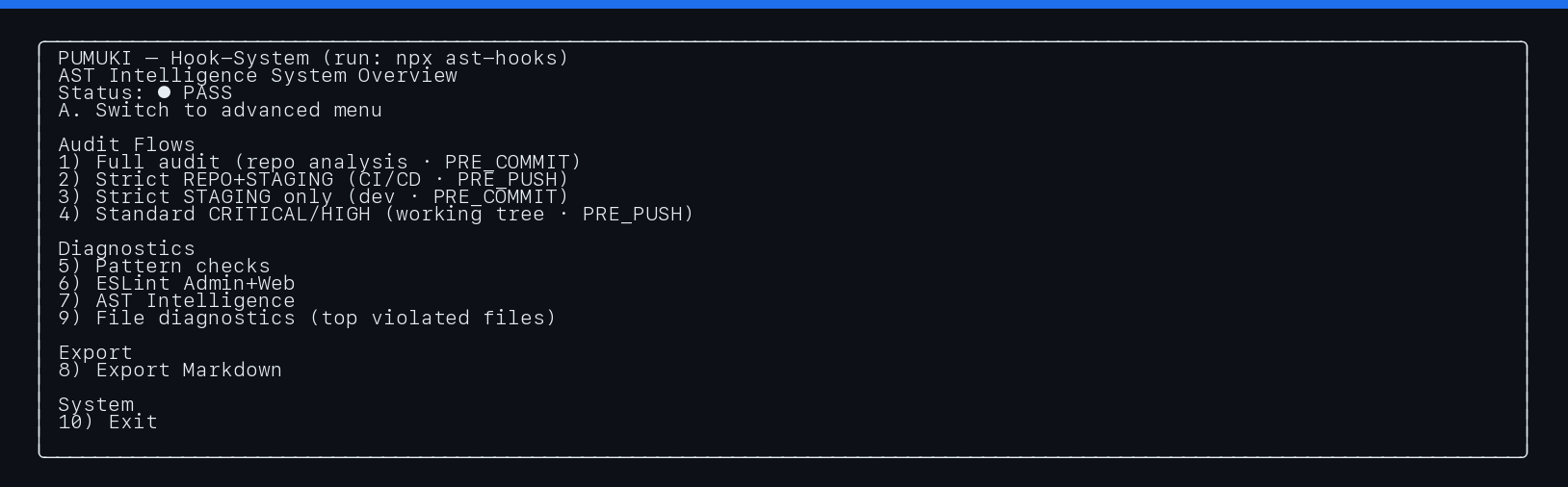 Menu after pass