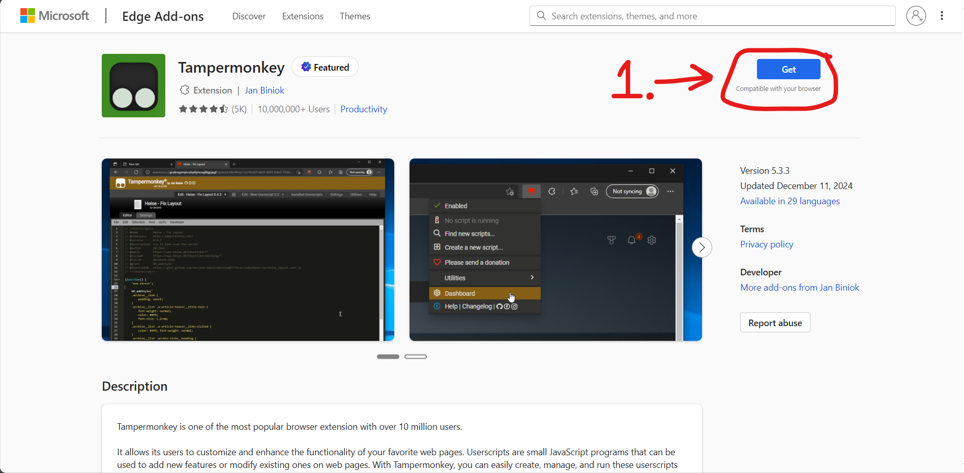 Click the 'Get' button