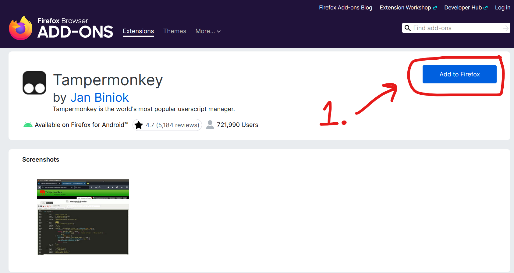 Click the 'Add to Firefox' button
