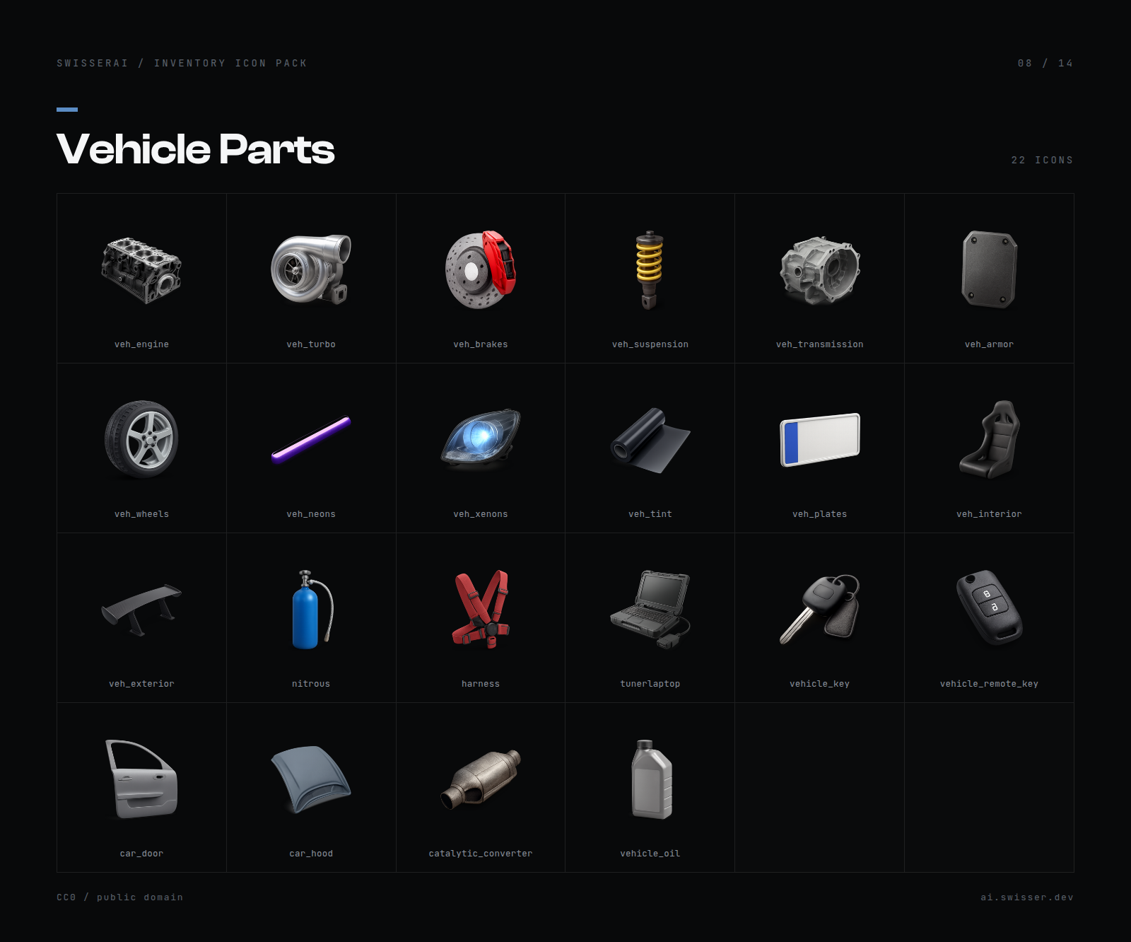 Vehicle part icons